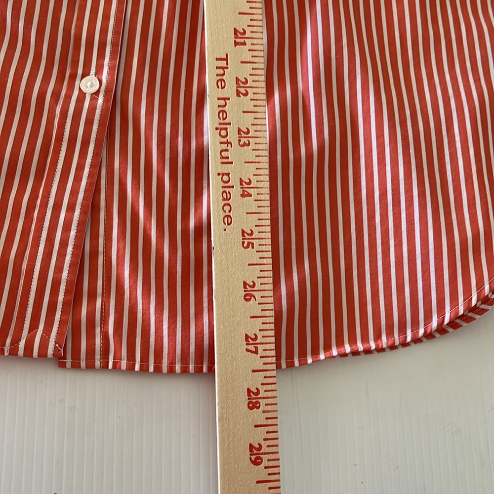 Chaps Ralph Lauren Orange Stripe No Iron Long Sleeve Collar Button Down Shirt XL - Picture 11 of 13